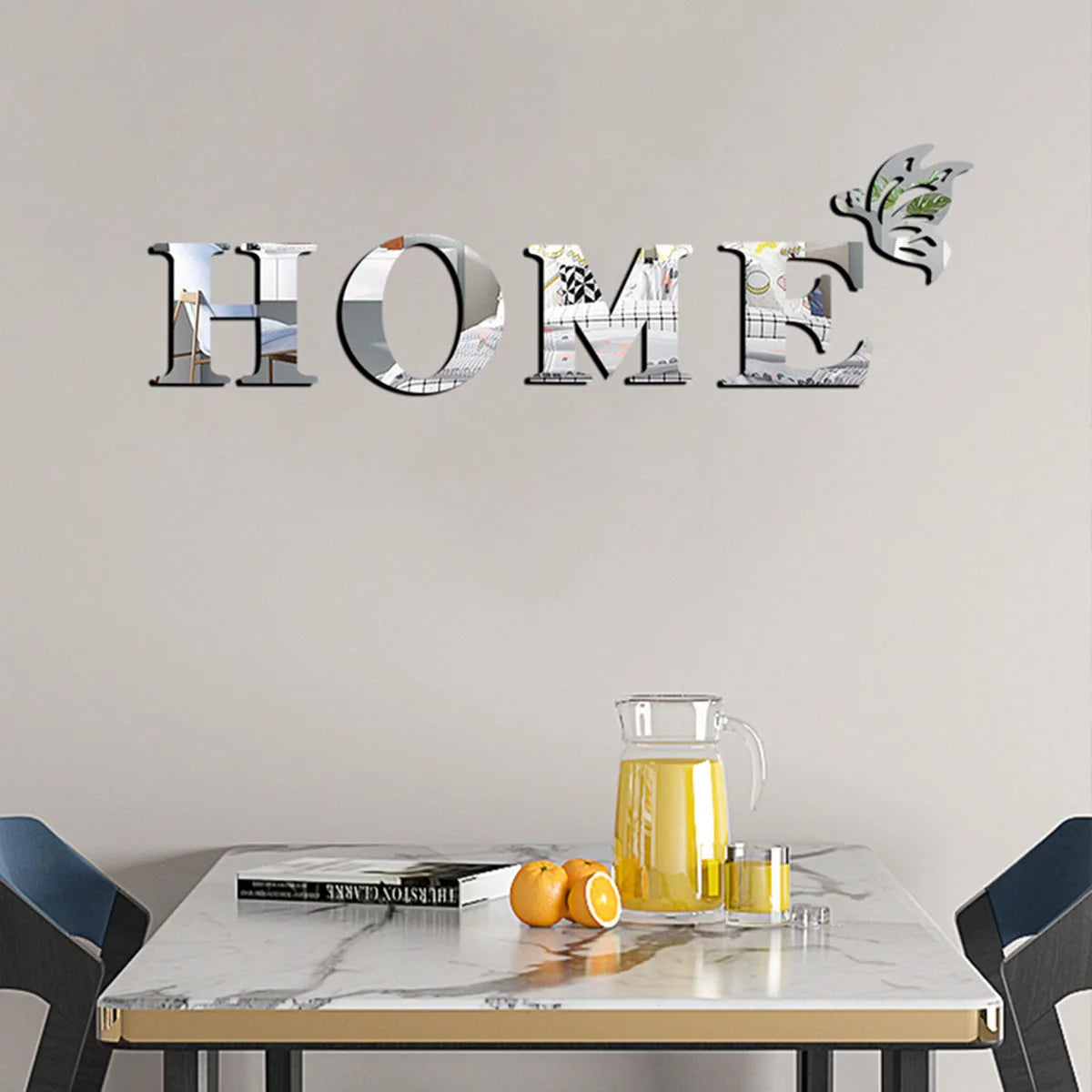 3D Mirror Letter Wall Sticker - HOME
