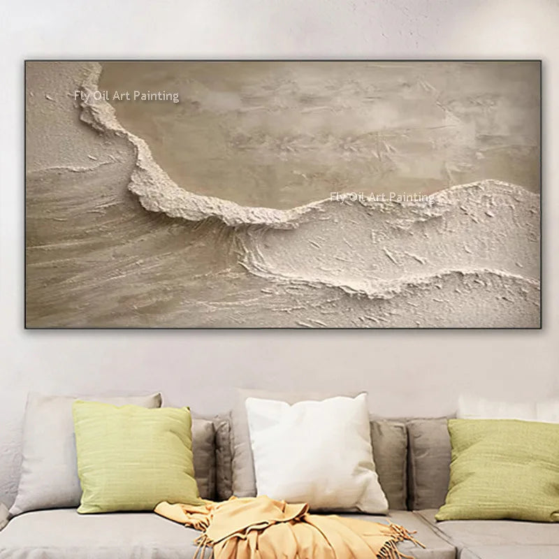 Handmade Seawaves Abstract Oil Painting Canvas Wall Art