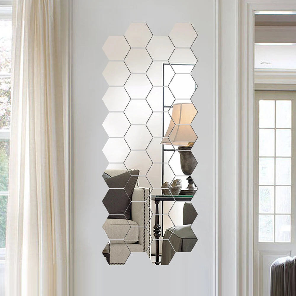 Hexagon 3D Acrylic Mirror Wall Stickers