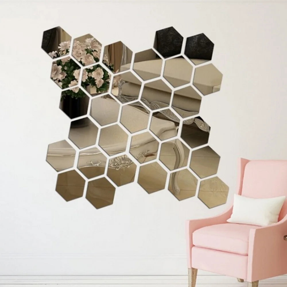 Hexagon 3D Acrylic Mirror Wall Stickers