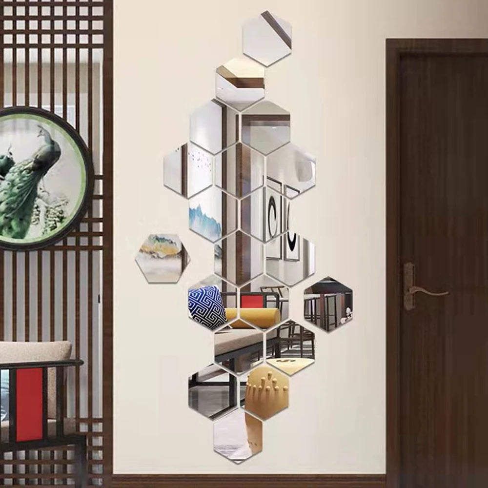 Hexagon 3D Acrylic Mirror Wall Stickers