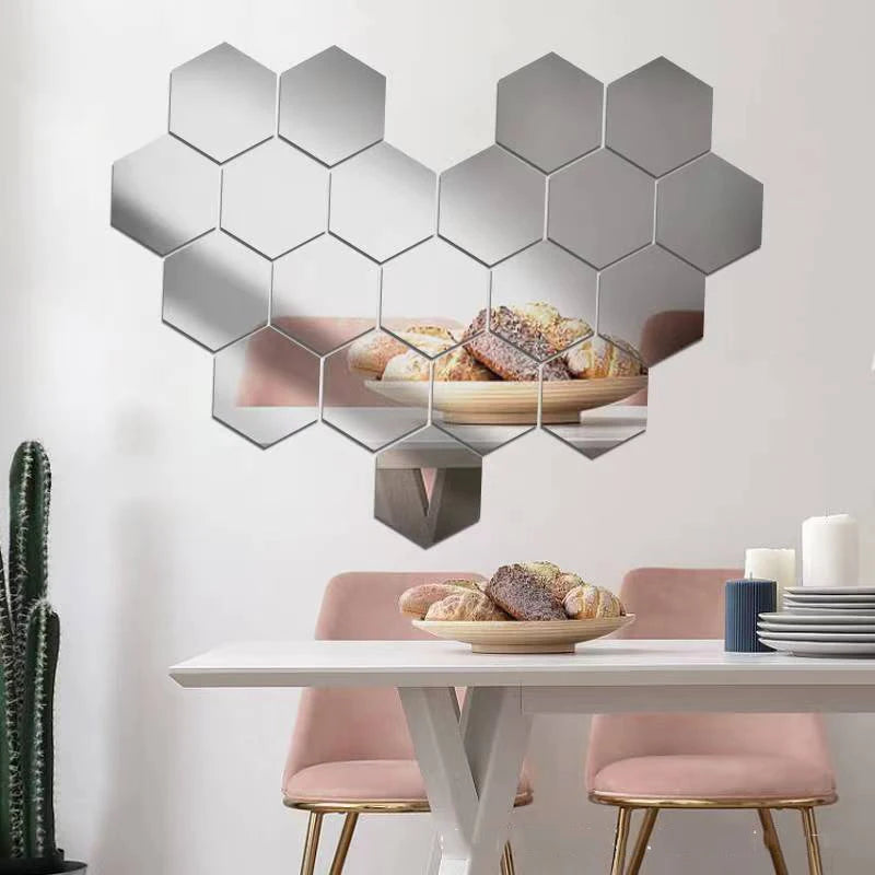 Hexagon 3D Acrylic Mirror Wall Stickers