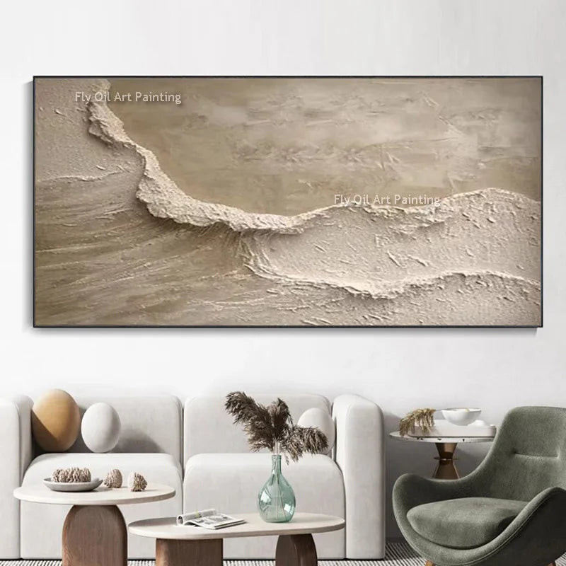 Handmade Seawaves Abstract Oil Painting Canvas Wall Art