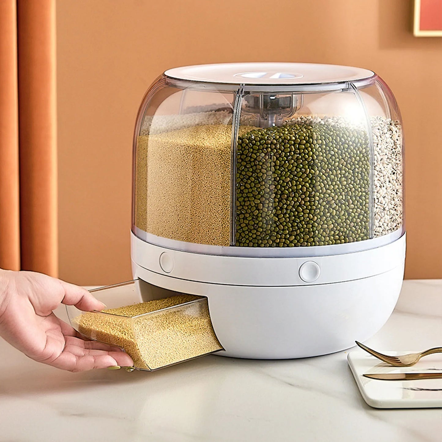6-Grid Rotating Grain Dispenser
