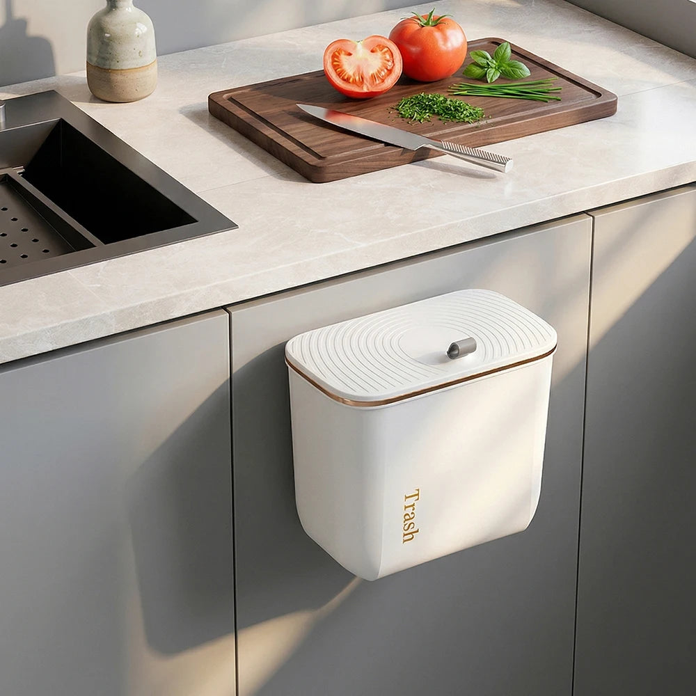 Voltsify Kitchen Bathroom Hanging Waste Bin With Lid