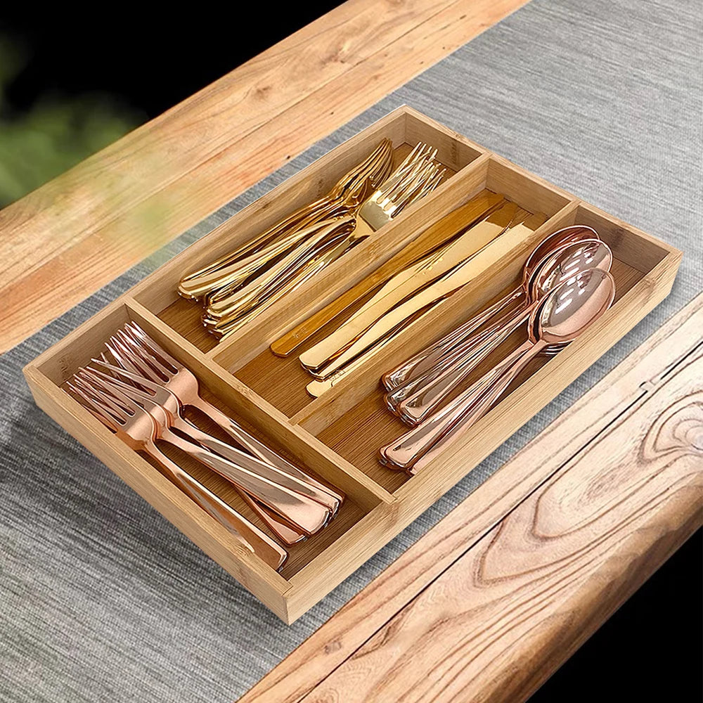 Bamboo Cutlery Divide Storage Tray