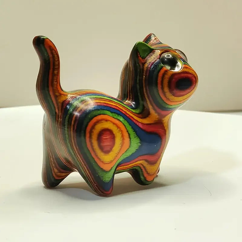 Wooden Kitten Statue