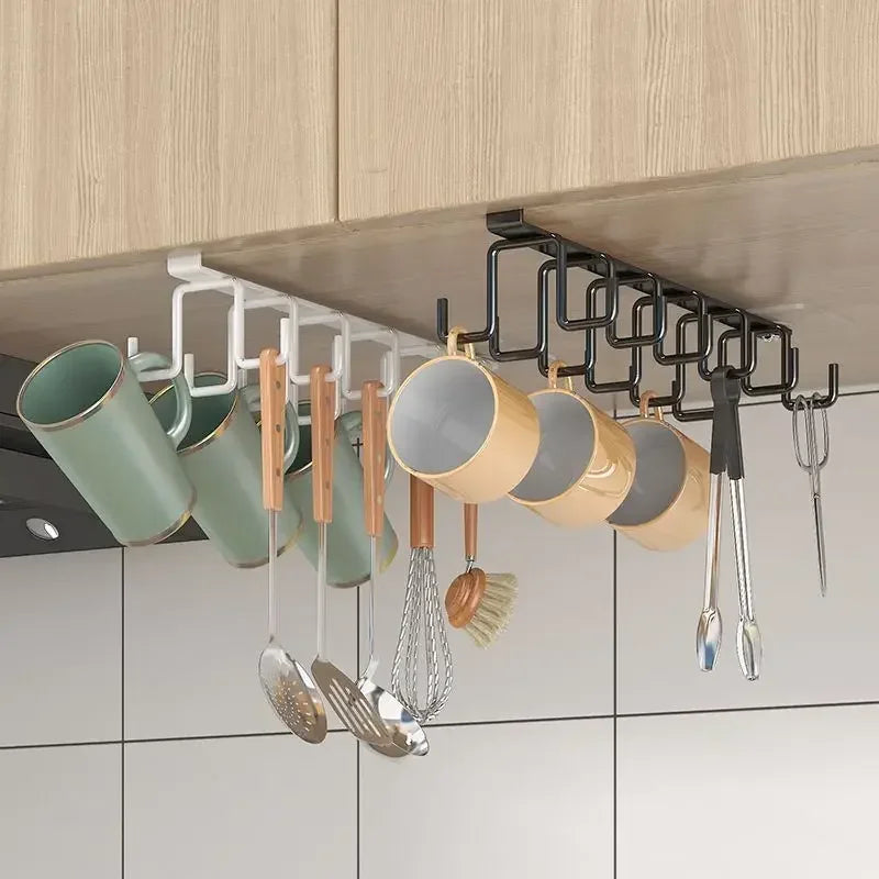 Punch-Free Under-Shelf Mug Hook Rack