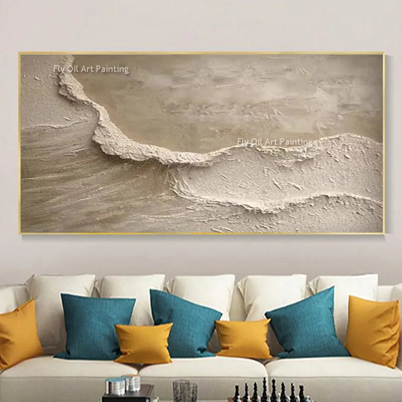 Handmade Seawaves Abstract Oil Painting Canvas Wall Art