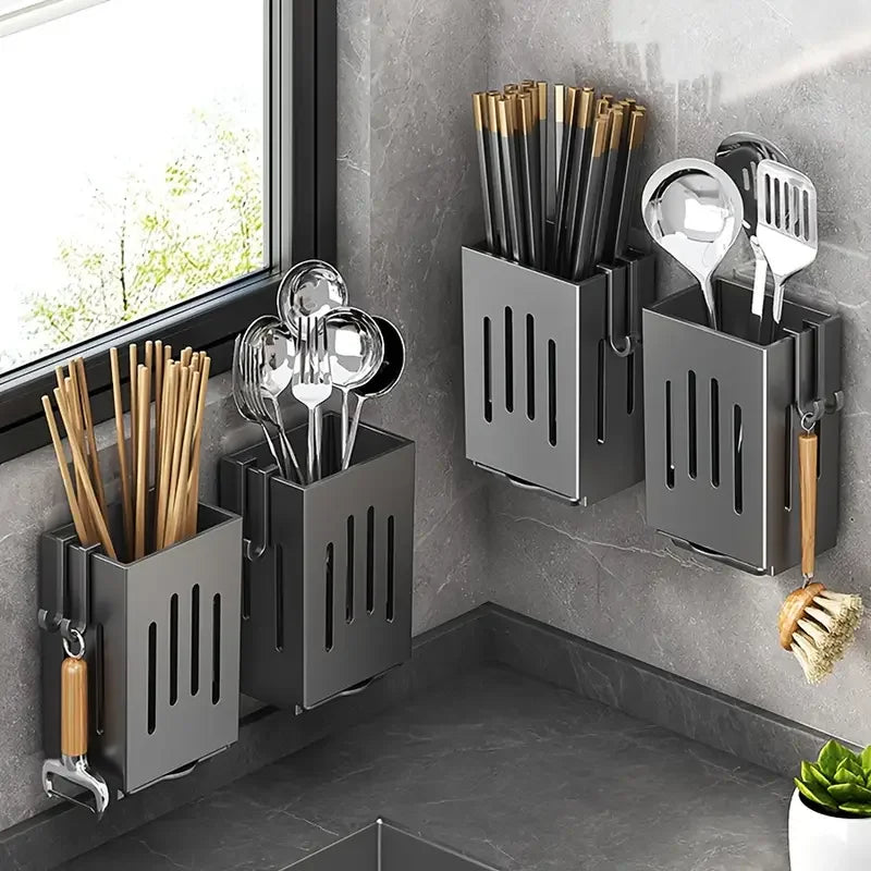 Wall-Mounted Chopstick & Cutlery Holder