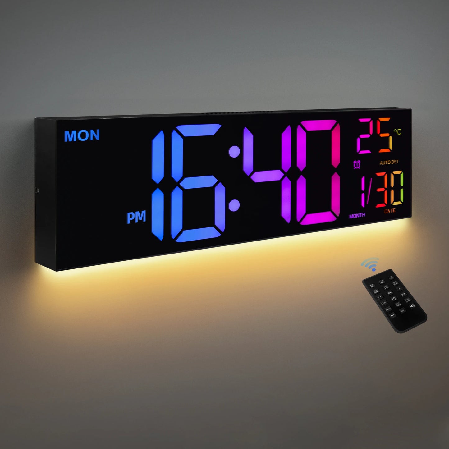 16" Digital LED Wall Clock with Remote