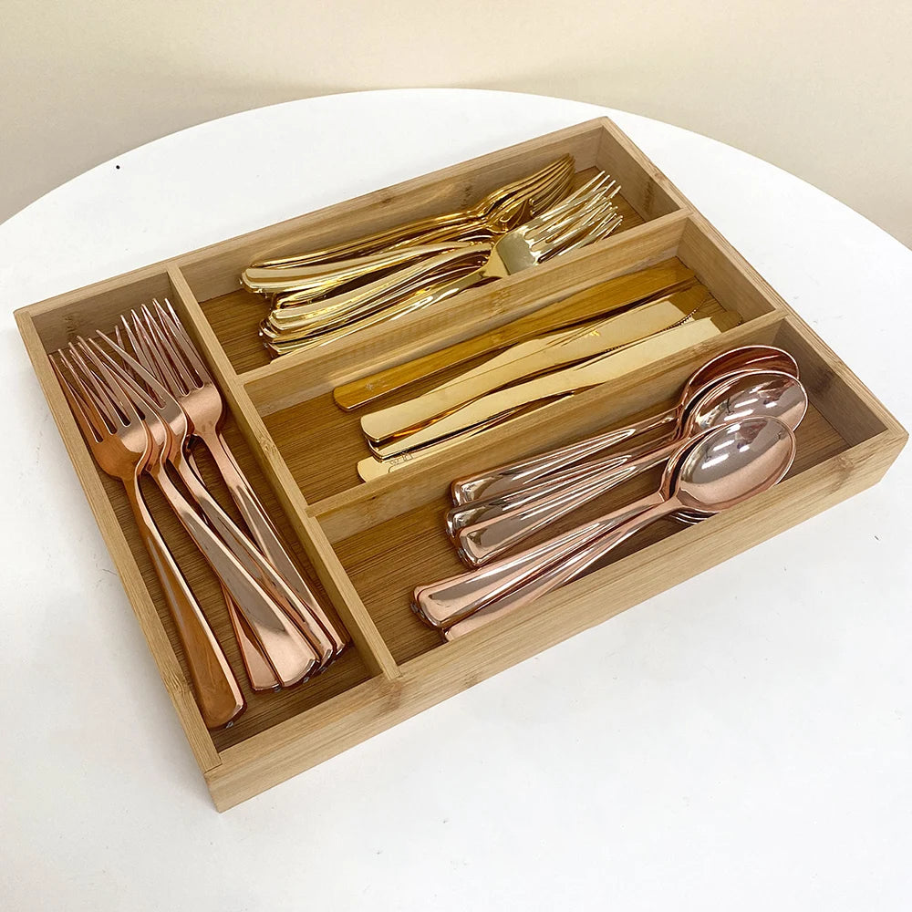 Bamboo Cutlery Divide Storage Tray