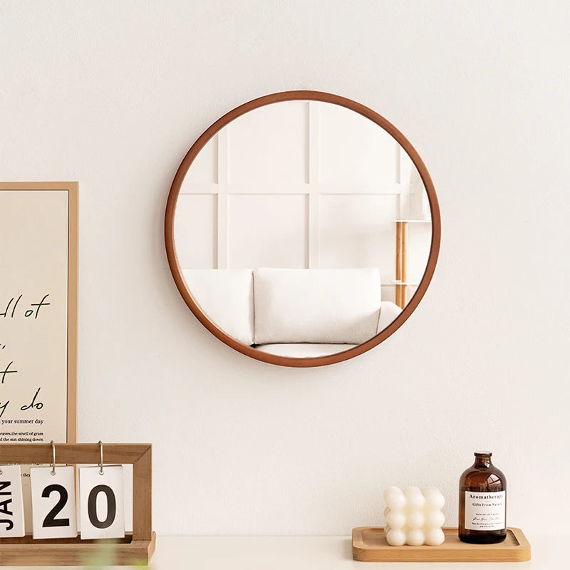 Minimalist Wooden Round Makeup Mirror