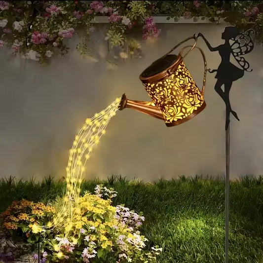Solar Fairy Watering Can Garden Light