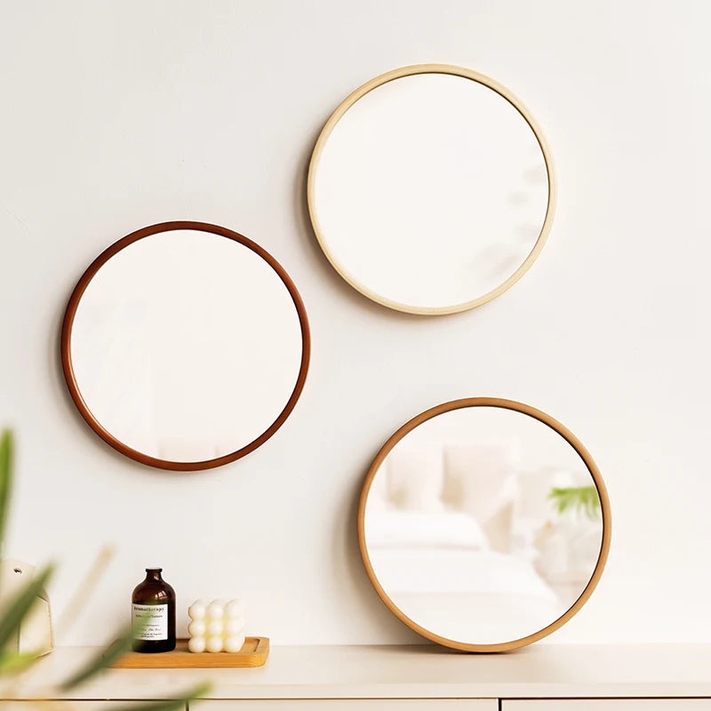 Minimalist Wooden Round Makeup Mirror