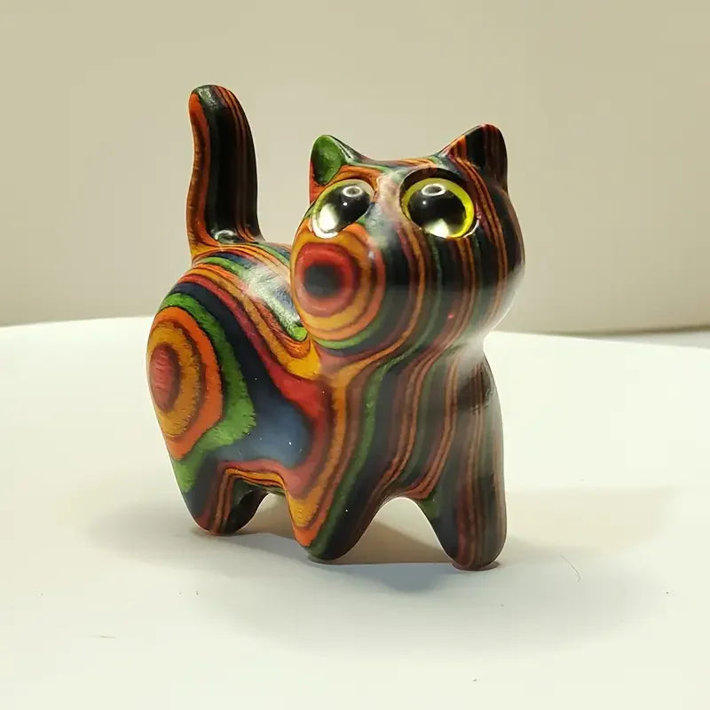Wooden Kitten Statue