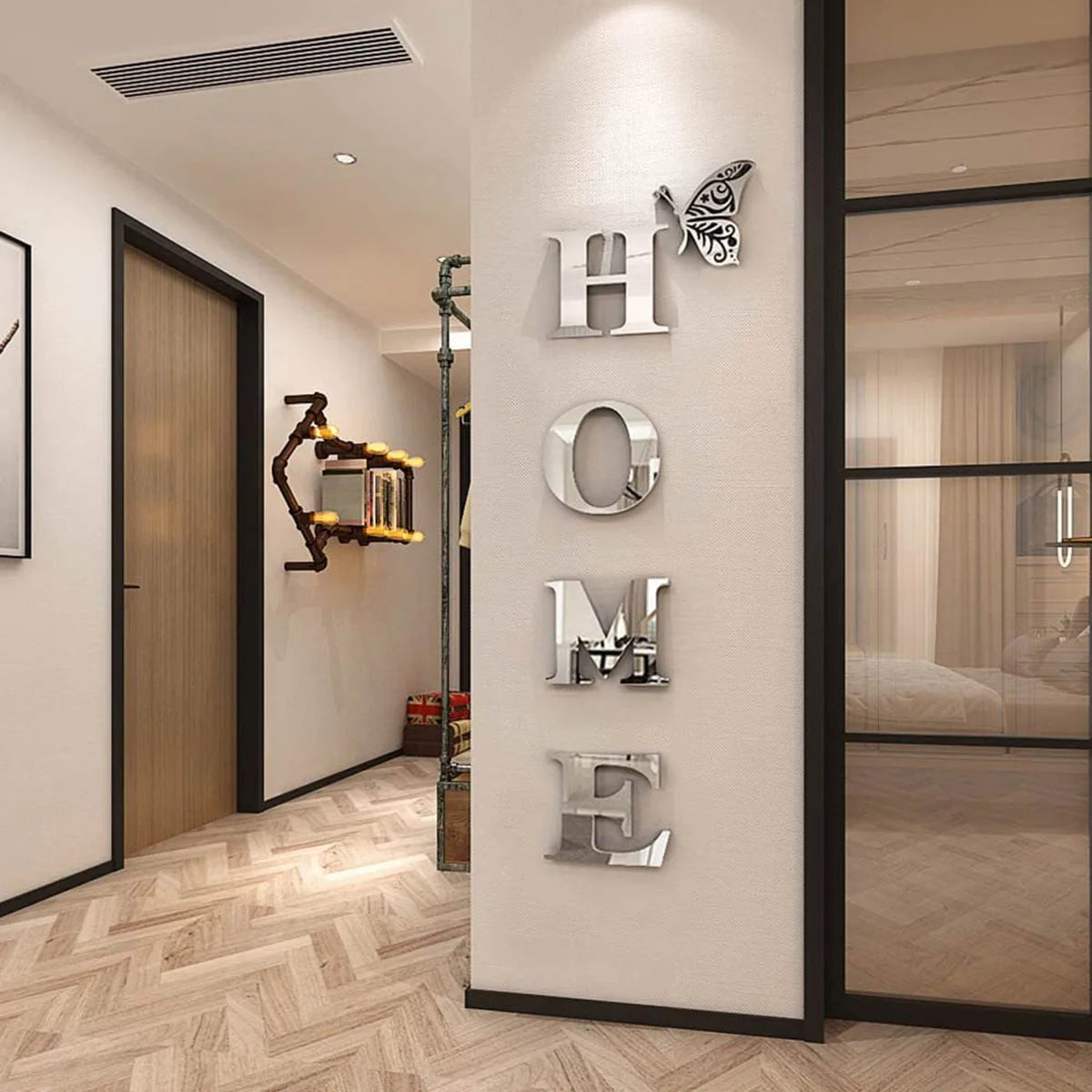 3D Mirror Letter Wall Sticker - HOME